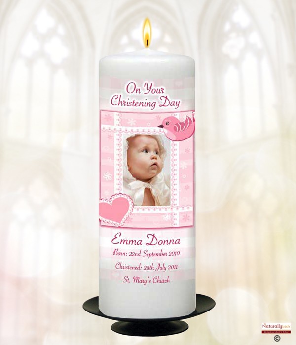 Heart & Bird Pink  Candle