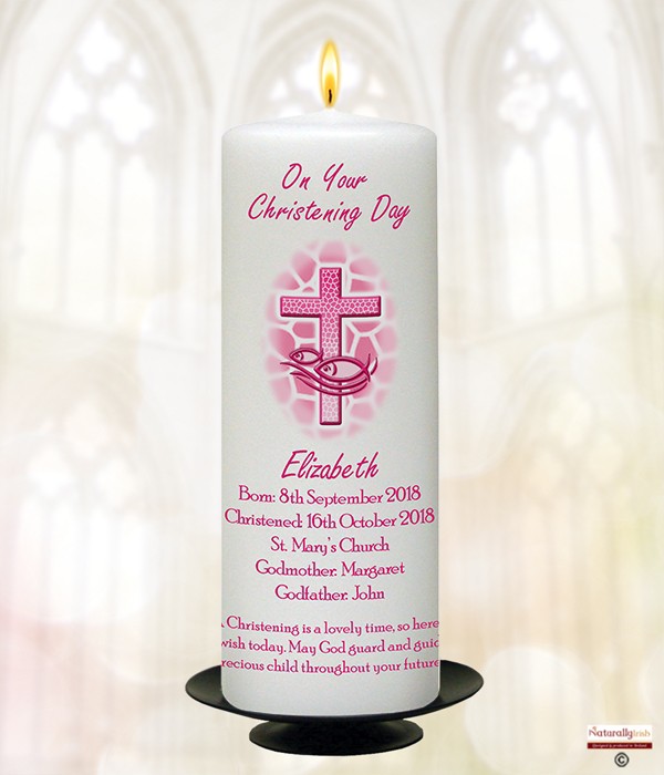 Fish & Cross Pink Candle