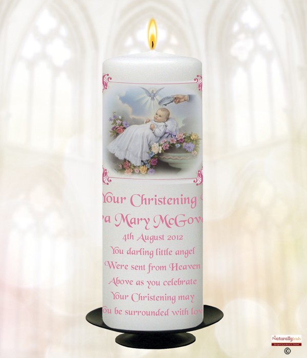 Z Traditional Pink Christening Candle