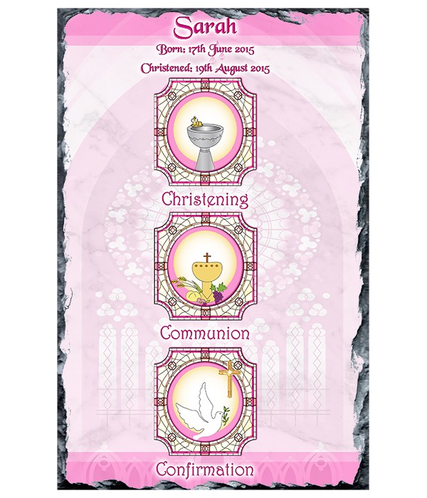 BCC Church Window Pink Christening Slate