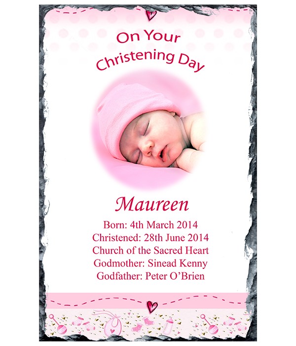 Teddy & Quilt & Photo Baby Girl Slate