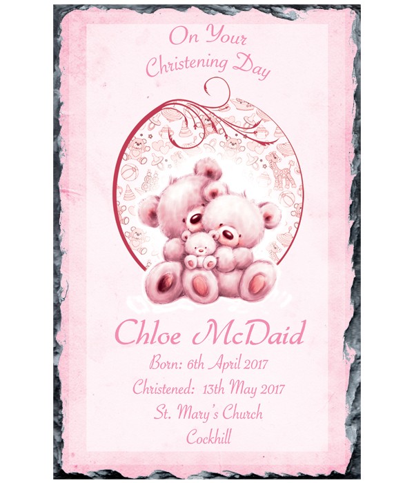 Teddy & Bubbles Pink Slate