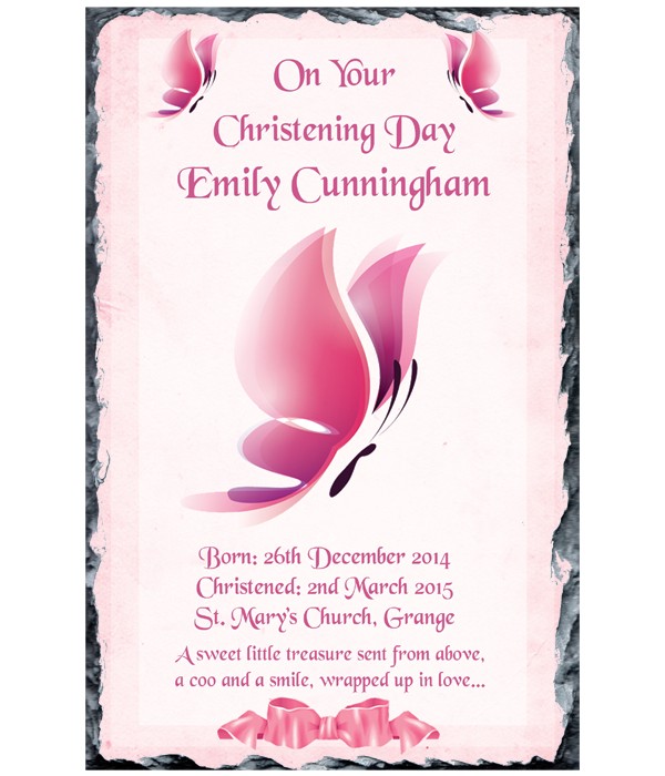 Butterfly and Bow Pink Slate