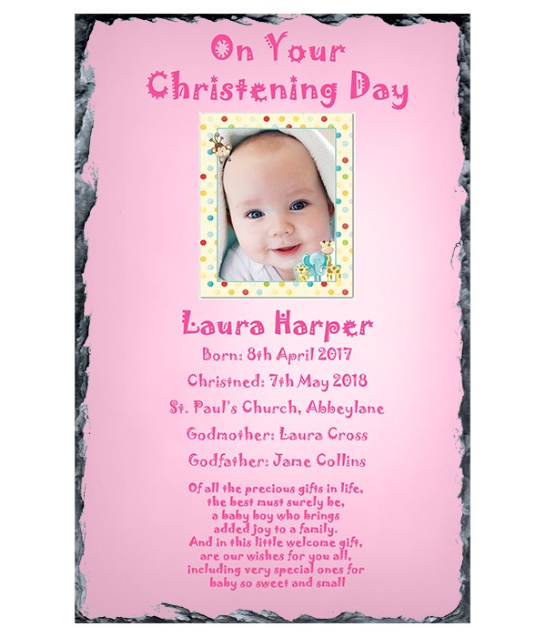 Jungle Family & Photo Girl Christening Slate