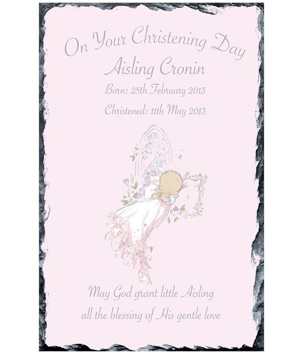 Baby Girl Church Window Christening Slate