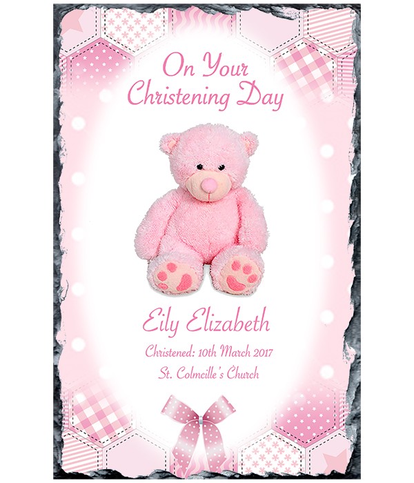 Dots & Ribbons Teddy Pink Slate