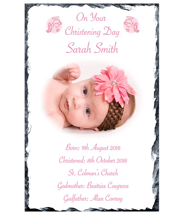 Angel & Photo Christening Slate