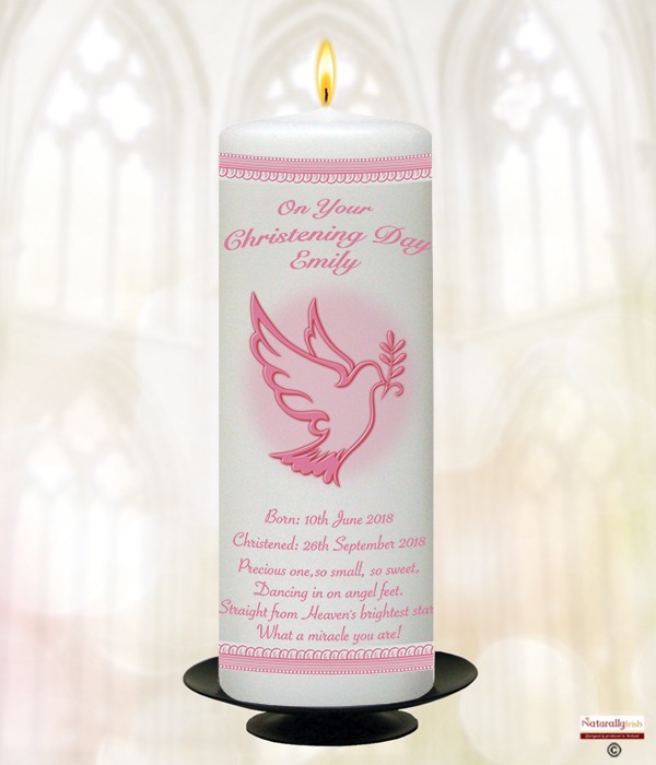 Flying Dove & Lace Pink  Candle