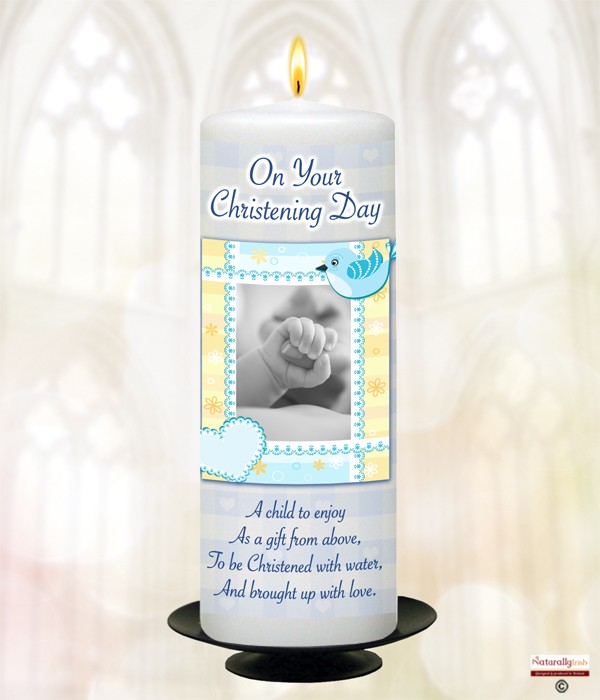 Heart & Bird Blue  Candle