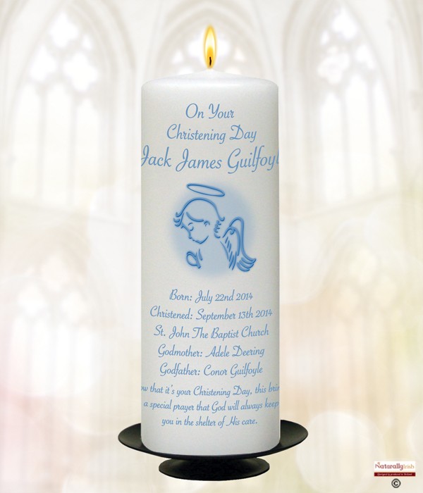 Christening Angel Blue  Candle