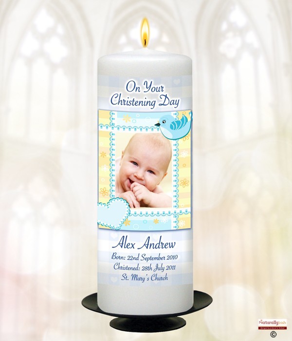 Heart & Bird Photo Candle
