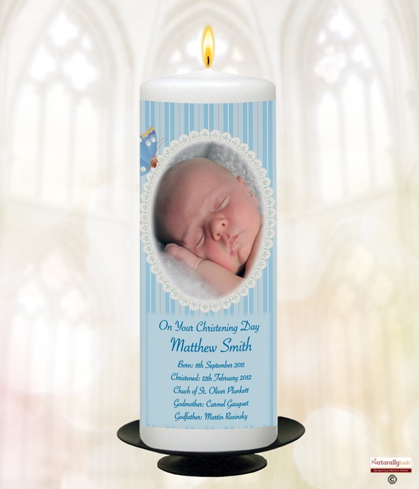 Butterfly Photo Christening Candle