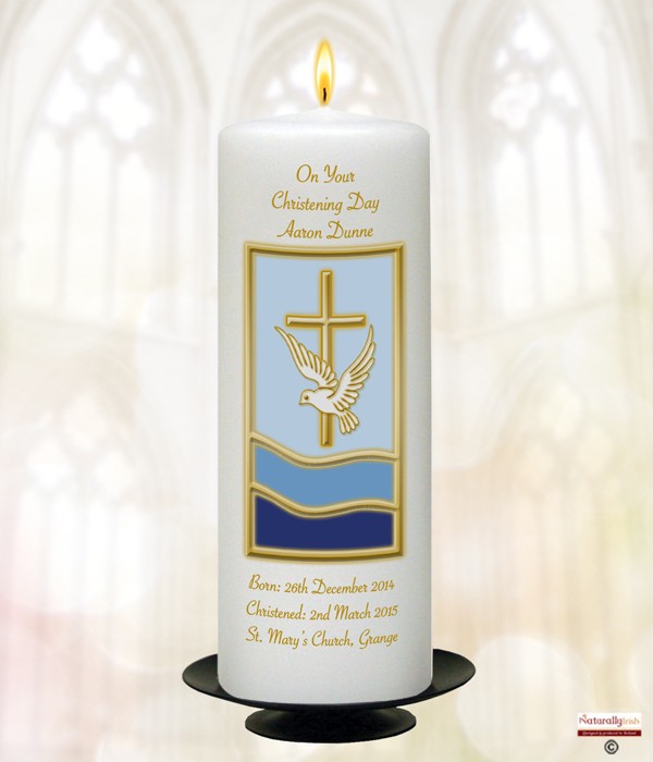 Cross & Dove Blue  Candle