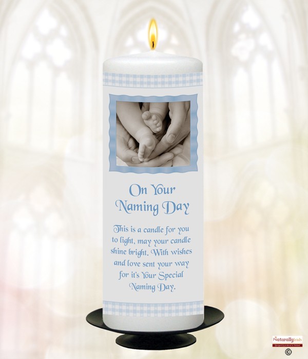 Gingham Feet Boy Candle