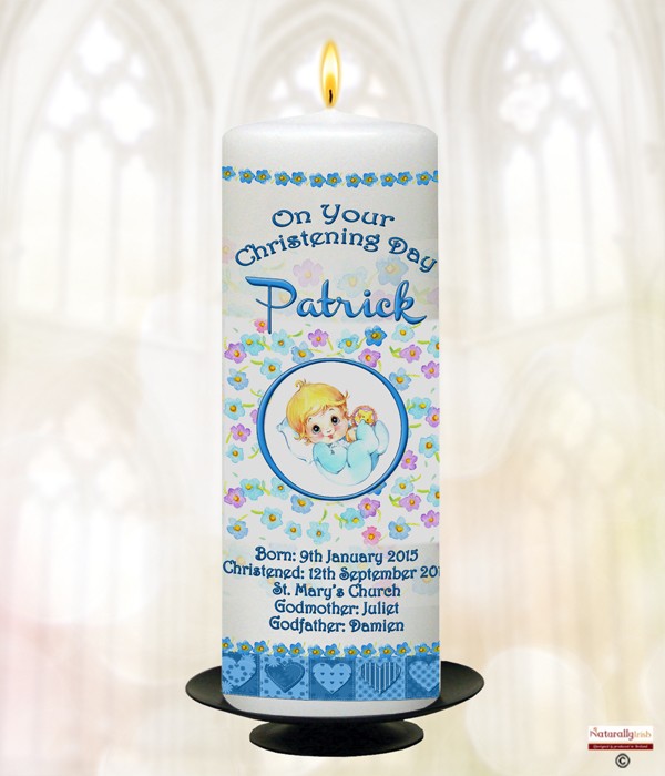 Baby & Rattle Blue Candle