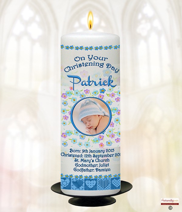 Baby & Rattle Photo Blue Candle