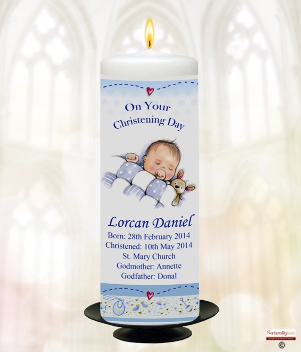 Teddy & Quilt Boy Candle