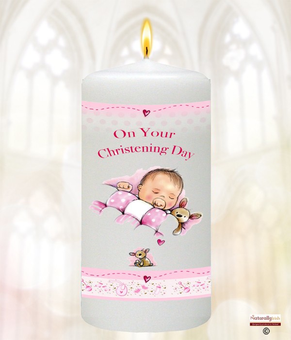 Teddy & Quilt Baby Girl Favour Candle