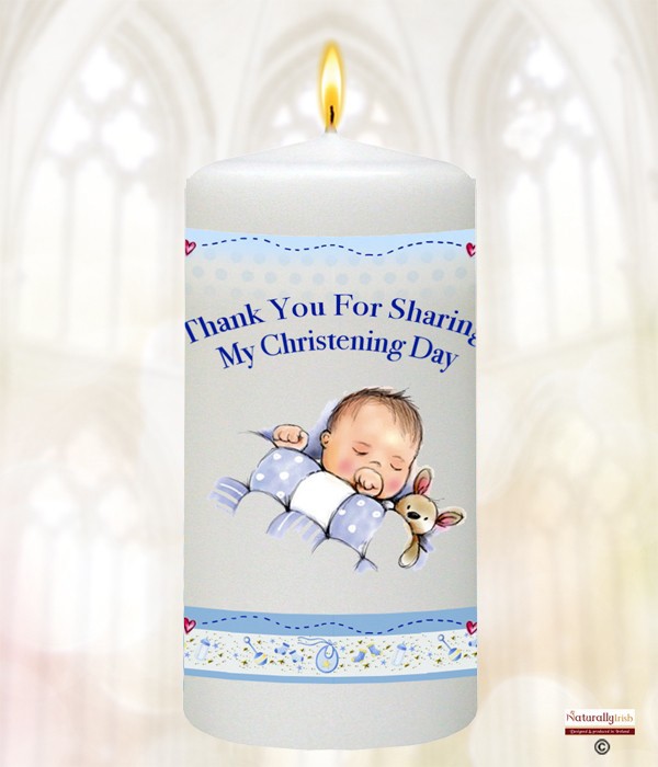 Teddy & Quilt Baby Boy Favour Candle