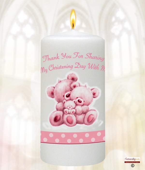 Teddy & Bubbles Pink Favour Candle