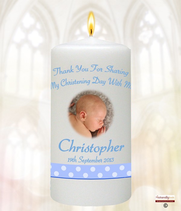Teddy & Bubbles & Photo Blue Favour Candle