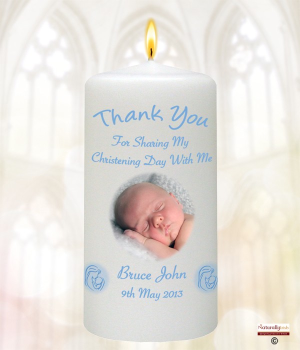 Mother & Child & Photo Blue Favour Candle