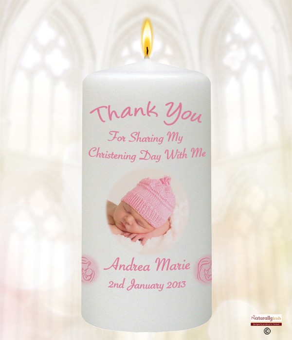 Mother & Child & Photo Pink Favour Candle