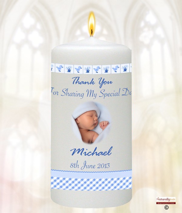 Hush Teddy & Photo Blue Favour Candle
