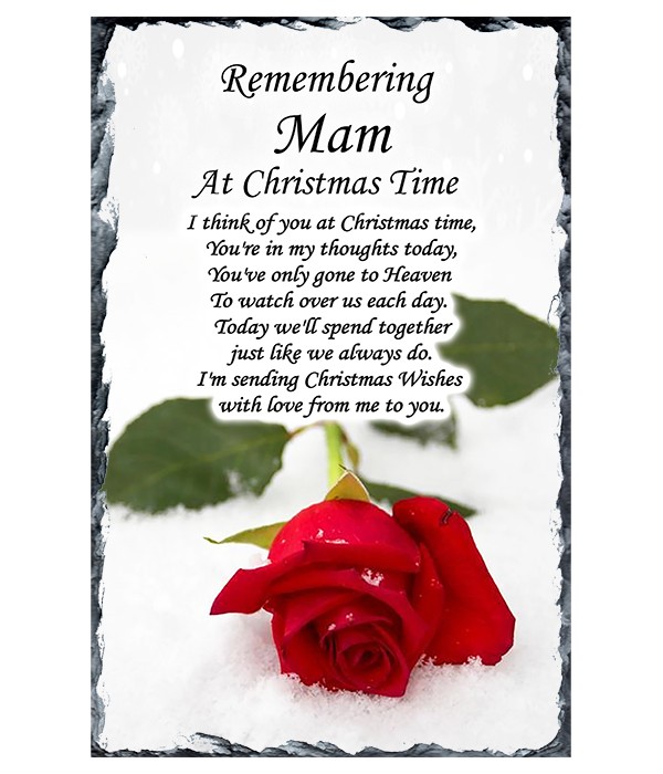 Laying Rose in Snow Remembrance Slate