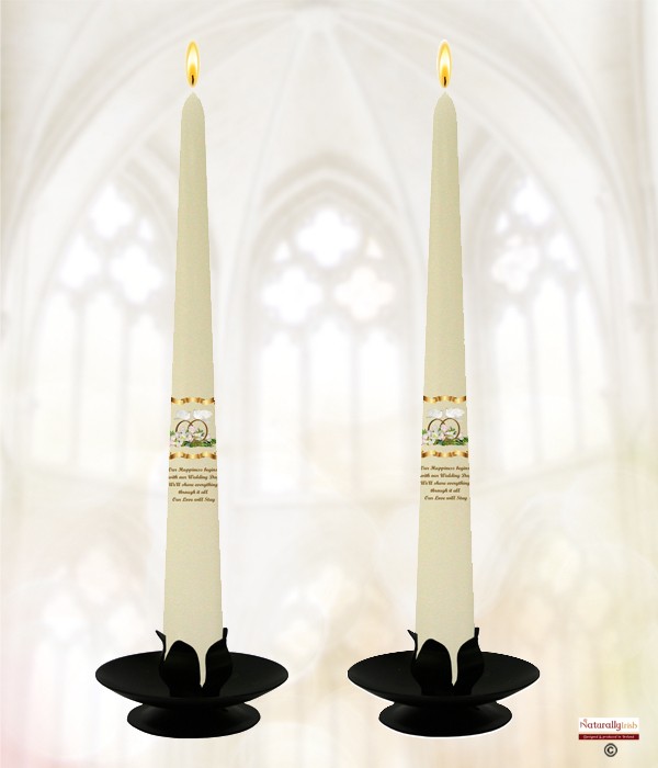 Wedding Bouquet Gold Wedding Set of Taper Candles Ivory 