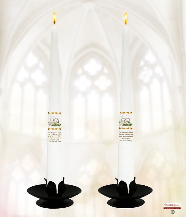Wedding Bouquet Gold Wedding Set of Taper Candles White 
