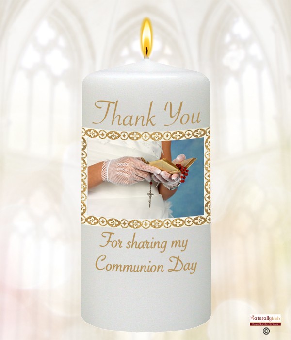 Hands & Bible Girl Communion Favour Candle