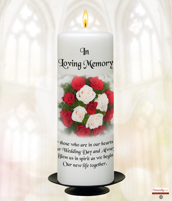 Red Bouquet Silver Wedding Remembrance Candle