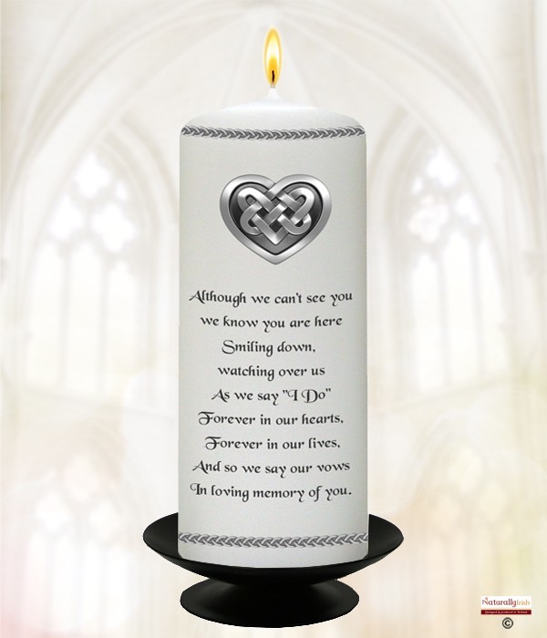 Celtic Heart Silver Wedding Remembrance Candle (White) 6inch
