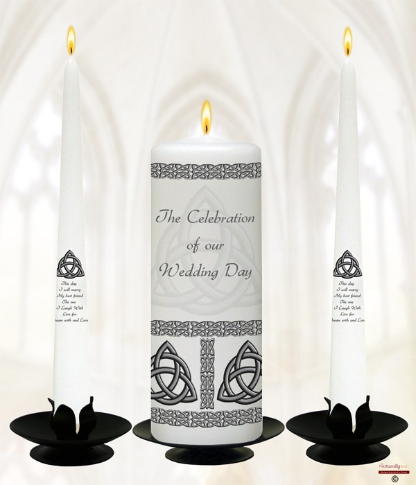 Trinity Knot Silver Wedding Candles