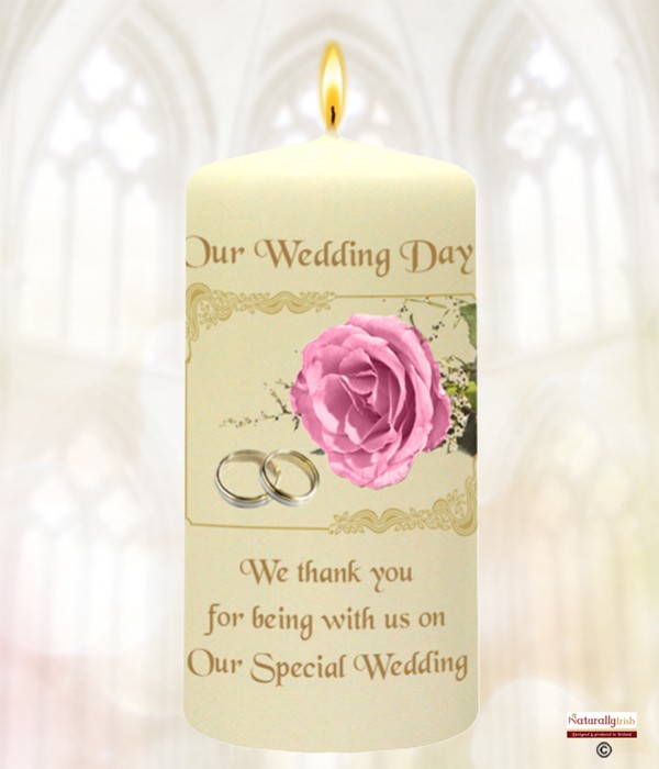 Pink Roses & Gold Rings Wedding Favour (Ivory)