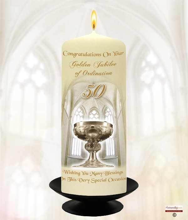 Golden Jubilee Ordination Candle (Ivory 6inch)