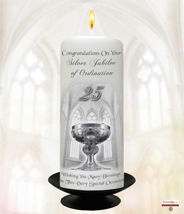 Jubilee Ordination (25th) Candle (White 6inch)