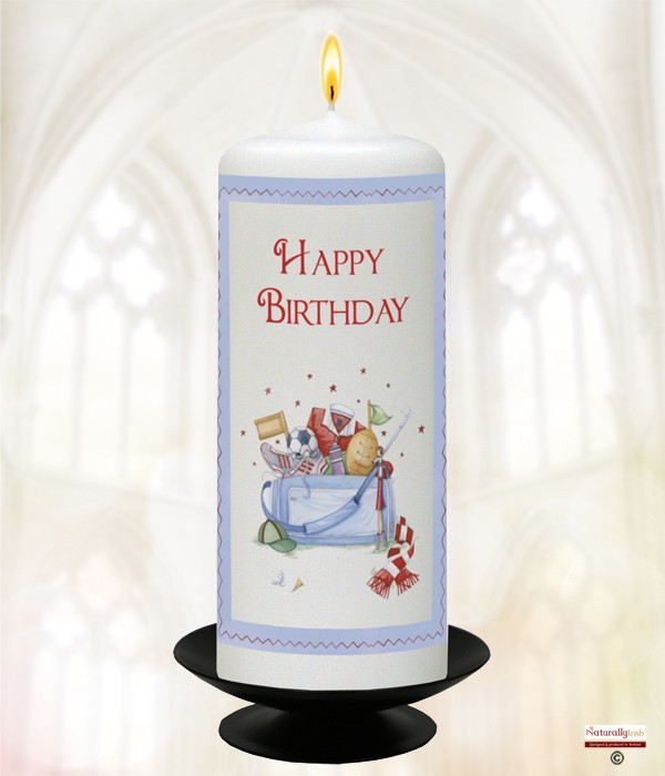 Male Sportsbag Birthday Candle (White) 6 inch