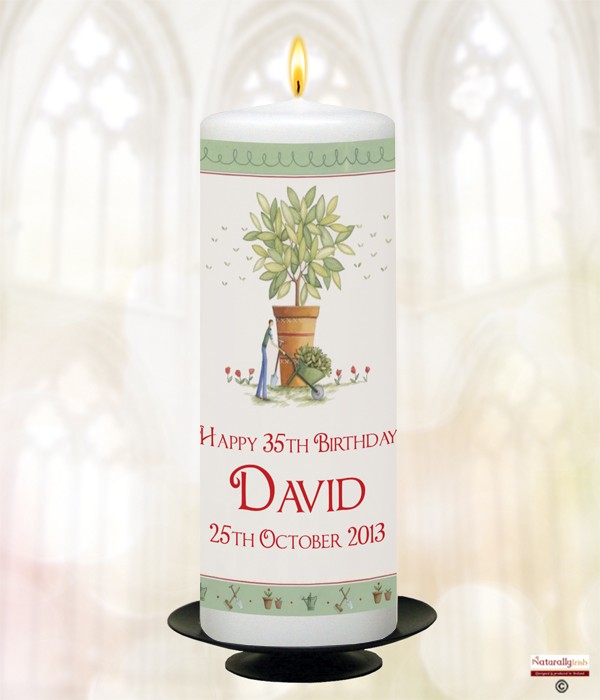 General Gardener Photo Birthday Candle (White) 9 inch