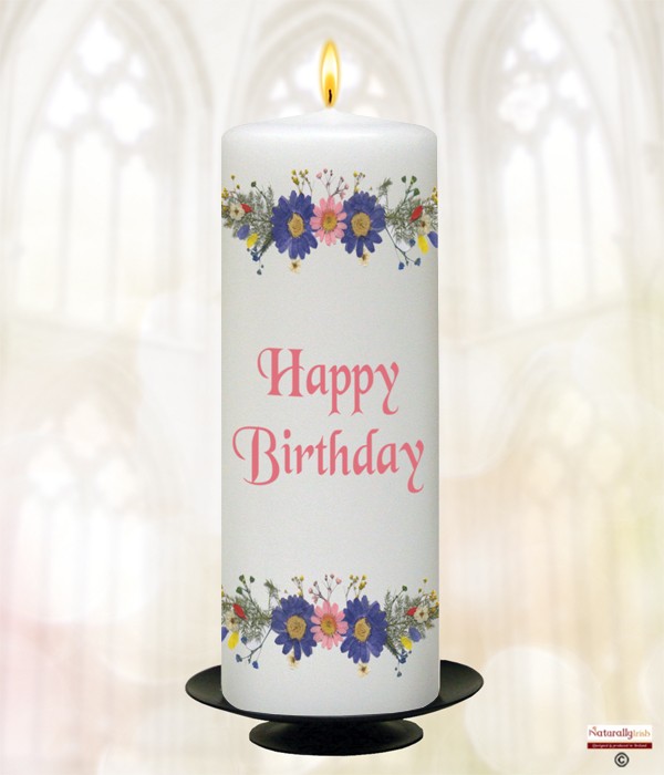 General Birthday Daisies Candle (White) 9 inch