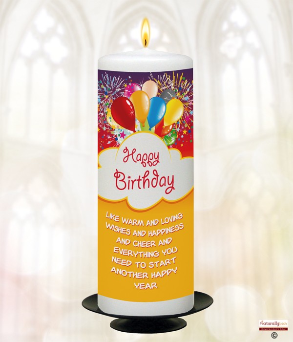 Balloon Birthday Candle (White) 9 inch