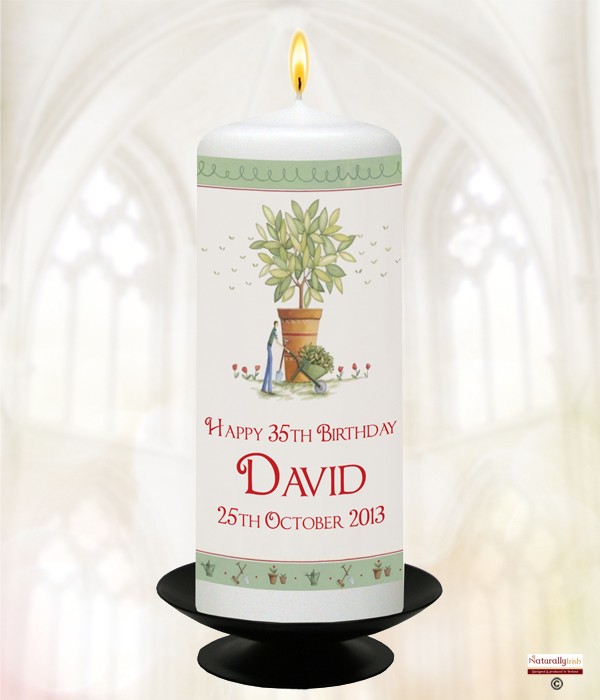 General Gardener Photo Birthday Candle (White) 6 inch