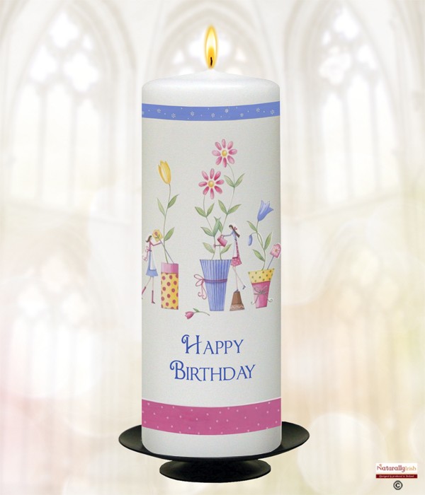 Female Flower Birthday Candle (White) 9 inch