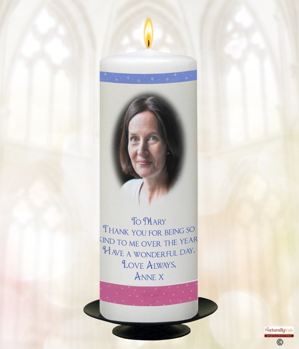 Female Flowers Photo Birthday Candle (White) 9 inch