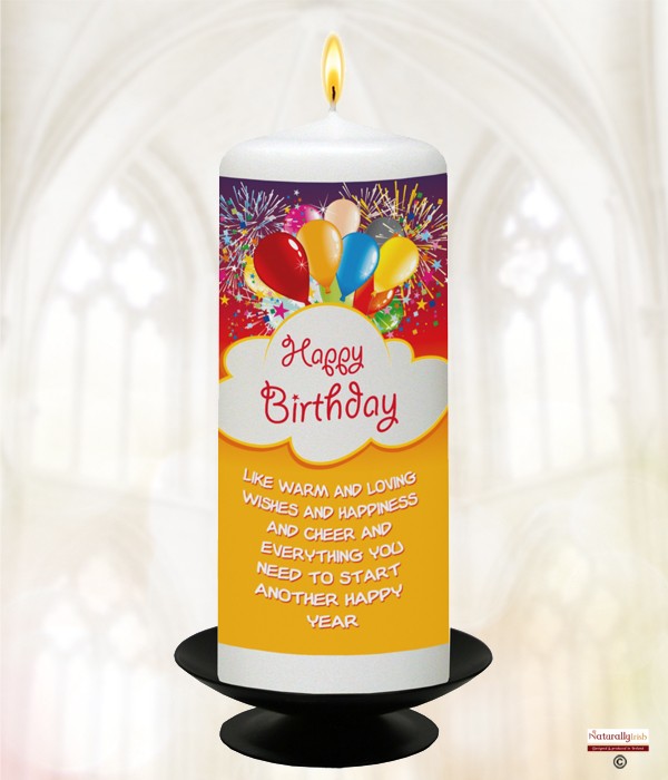 Balloon Birthday Candle (White) 6 inch