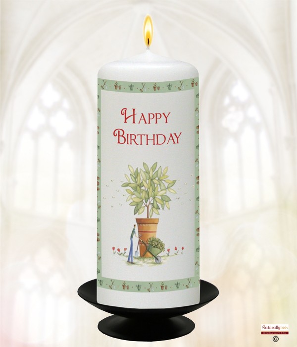General Gardener Birthday Candle (White) 6 inch