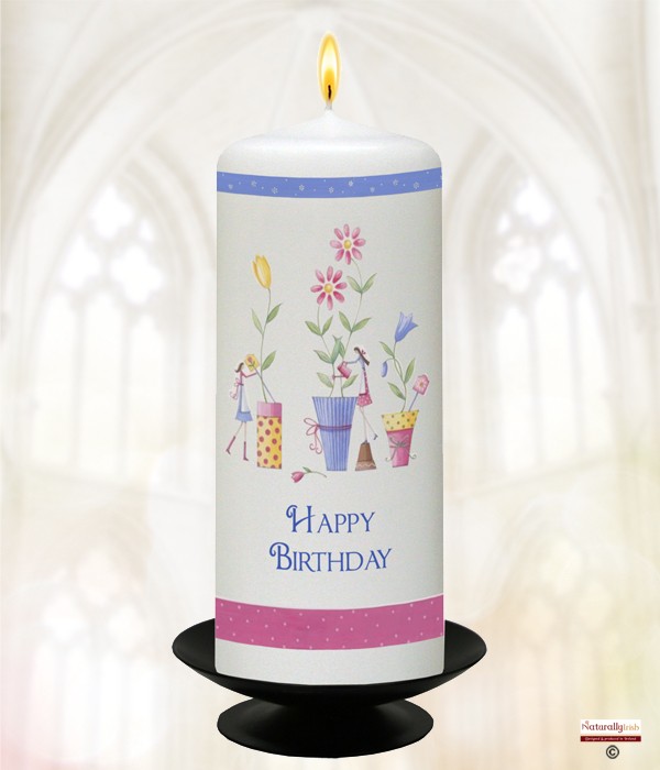 Female Flower Birthday Candle (White) 6 inch