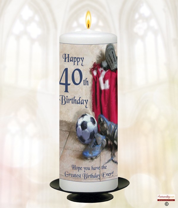 40th Sports Birthday Candle (White) 9 inch