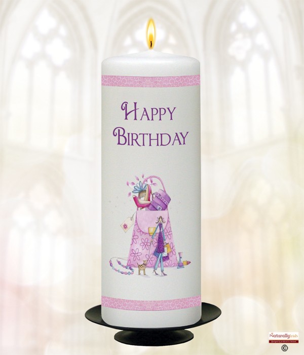 Female Handbag Birthday Candle (White) 9 inch